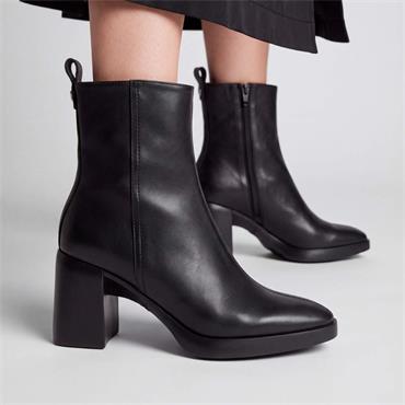 Wonders Vera Platform Block Heel Boot - Black Leather